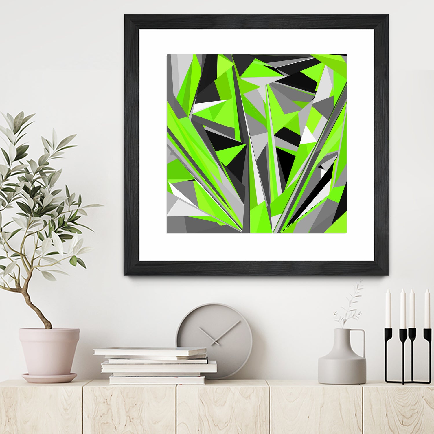 Grey-light-green geometry by Dmitry Chernov on GIANT ART - green digital painting