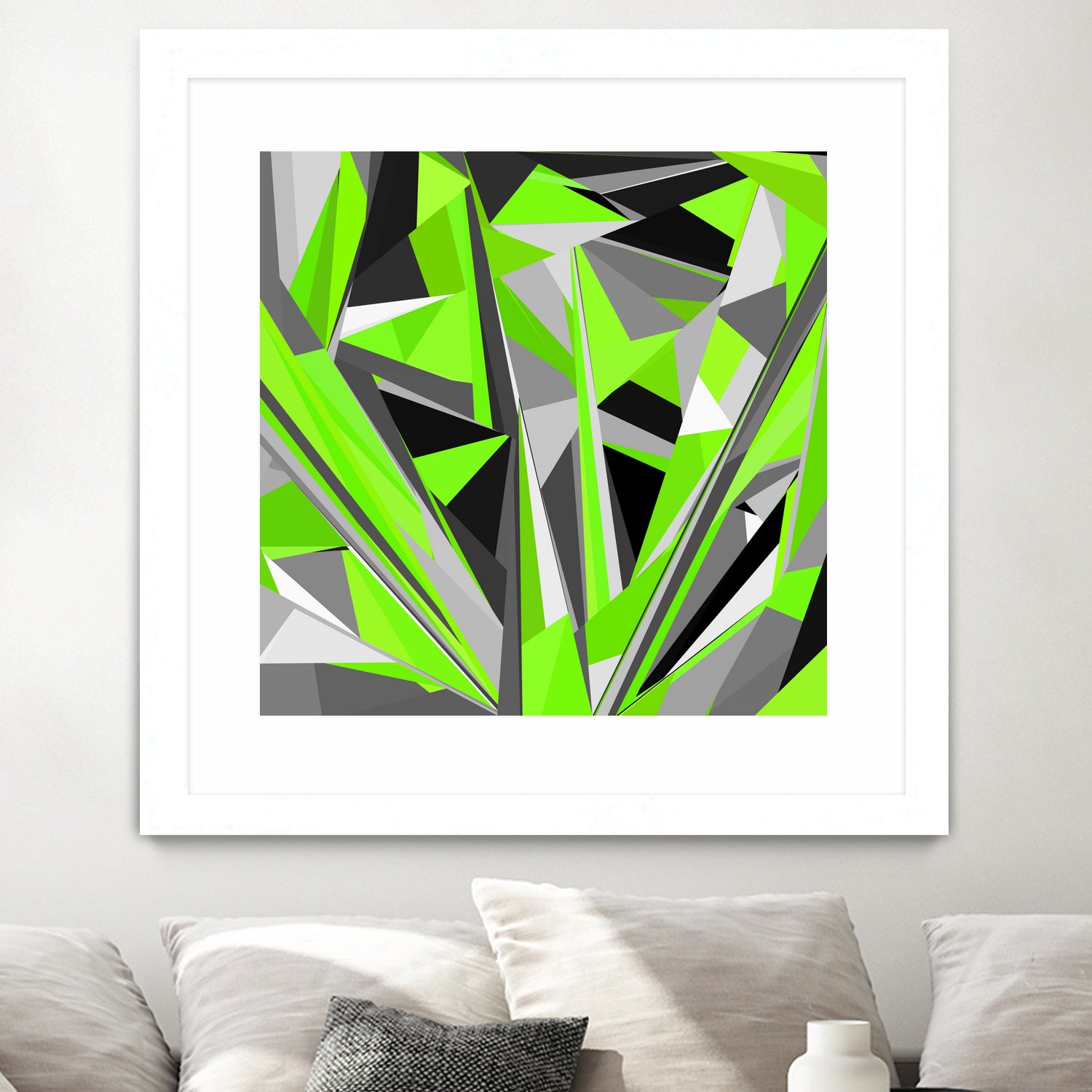 Grey-light-green geometry by Dmitry Chernov on GIANT ART - green digital painting