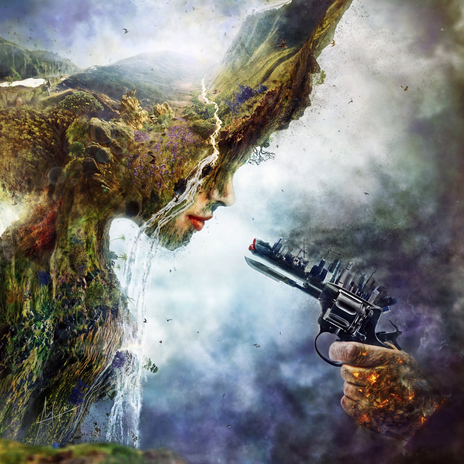 Betrayal by Mario Sánchez Nevado on GIANT ART - green photo illustration