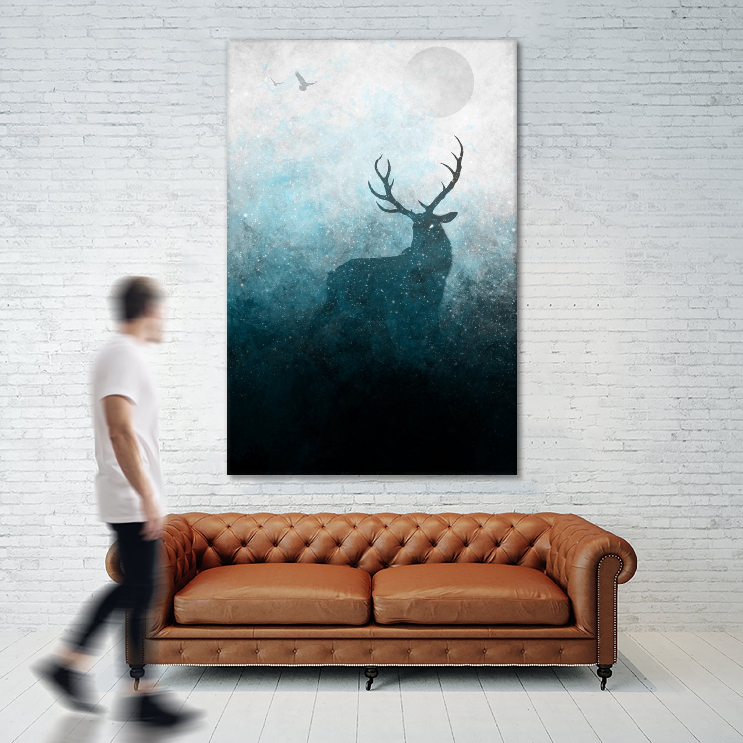 Space Stag Silhouette by Frank Donato on GIANT ART - white digital painting