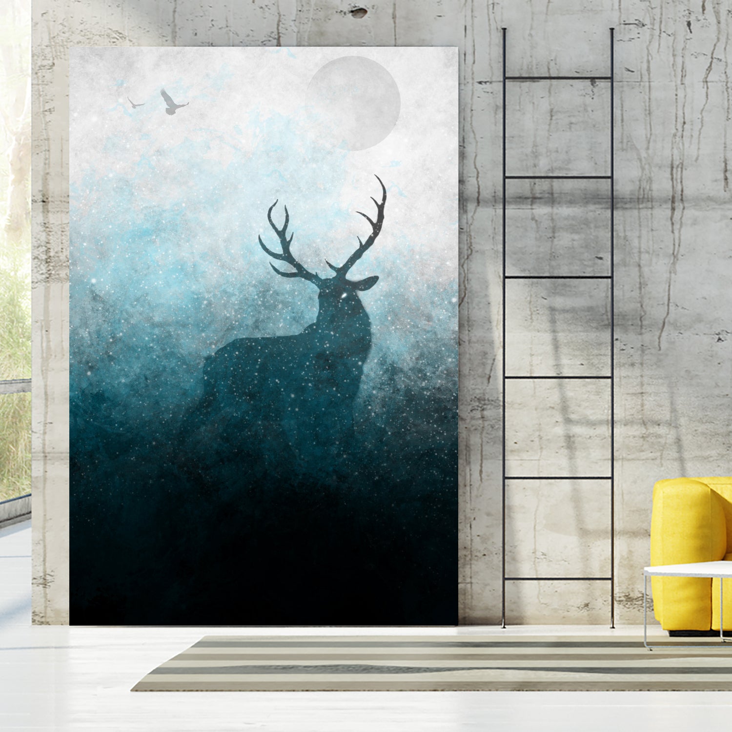 Space Stag Silhouette by Frank Donato on GIANT ART - white digital painting