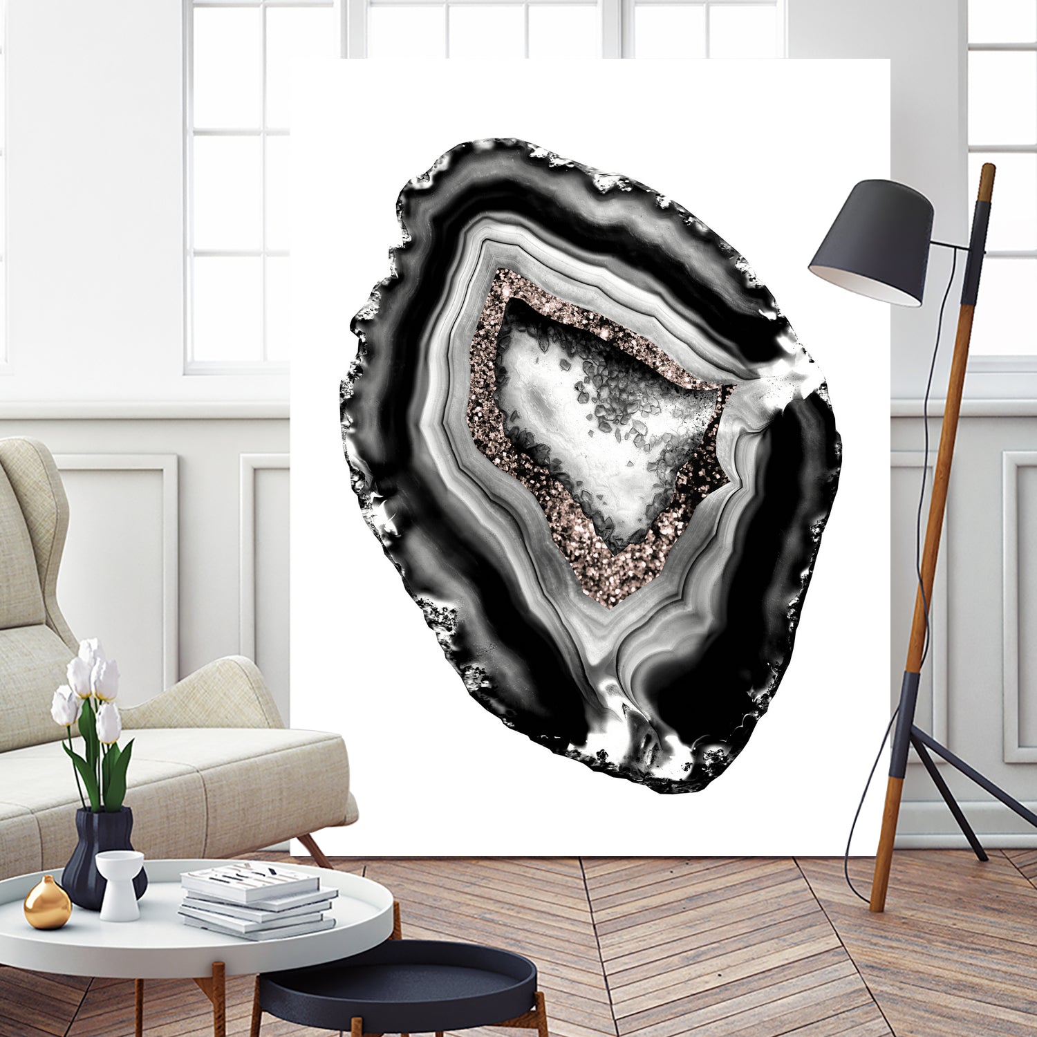 Agate Rose Gold Glitter Glam #1 #gem #decor #art by Anita & Bella Jantz on GIANT ART - gray photo illustration