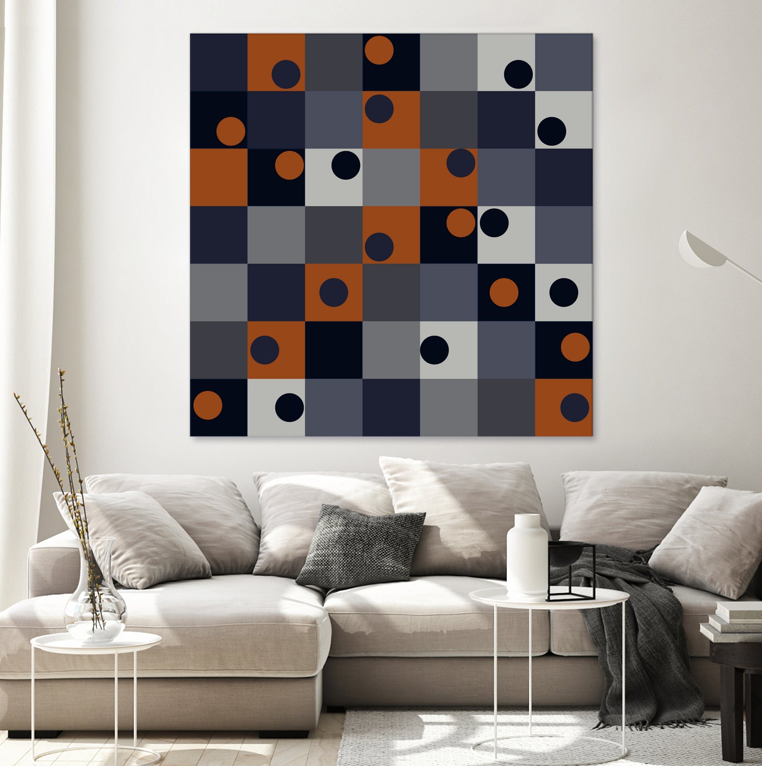 Navy & Rust Squares and Circles by Blerta Karahoda on GIANT ART - blue digital drawing