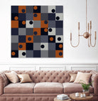 Navy & Rust Squares and Circles by Blerta Karahoda on GIANT ART - blue digital drawing