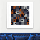 Navy & Rust Squares and Circles by Blerta Karahoda on GIANT ART - blue digital drawing