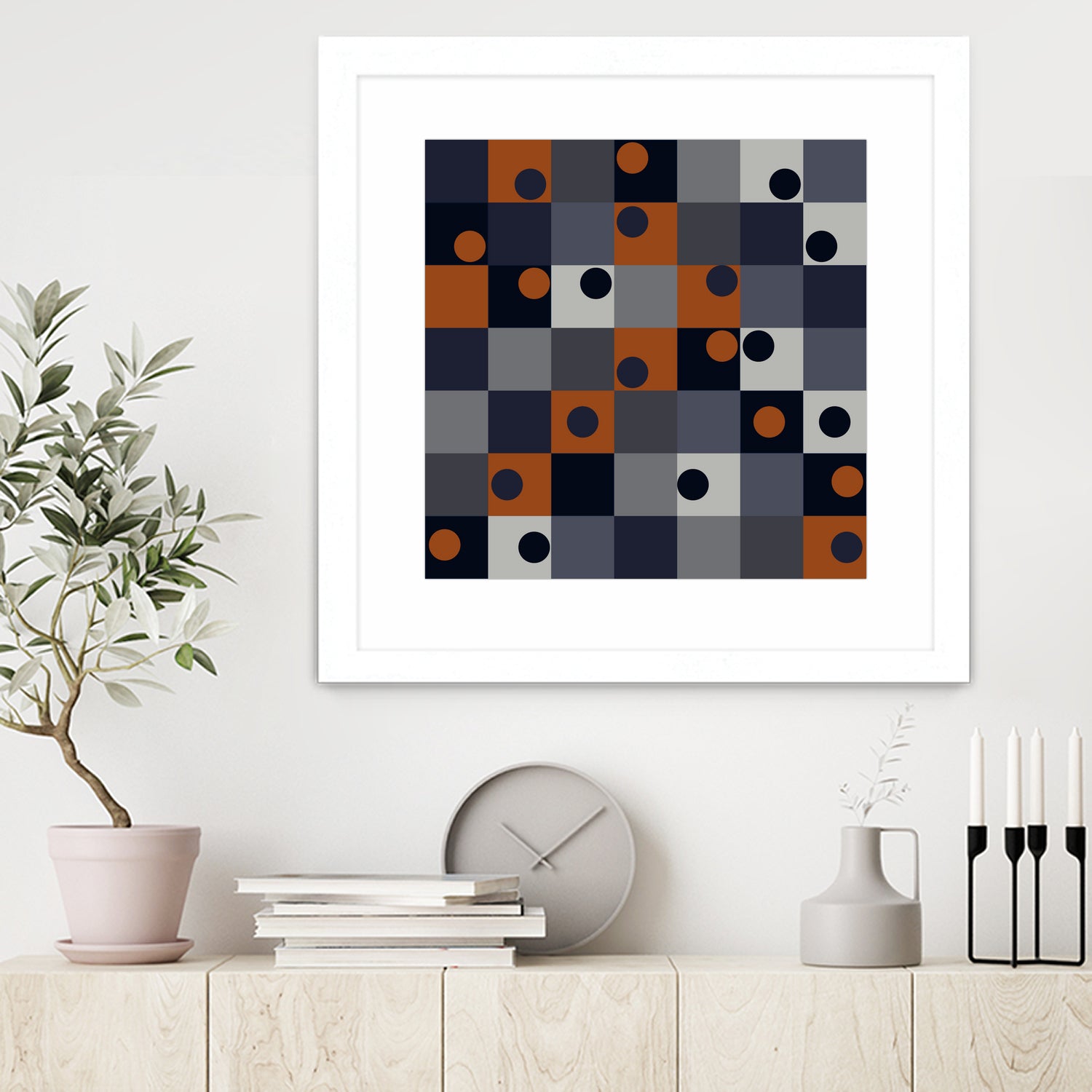 Navy & Rust Squares and Circles by Blerta Karahoda on GIANT ART - blue digital drawing