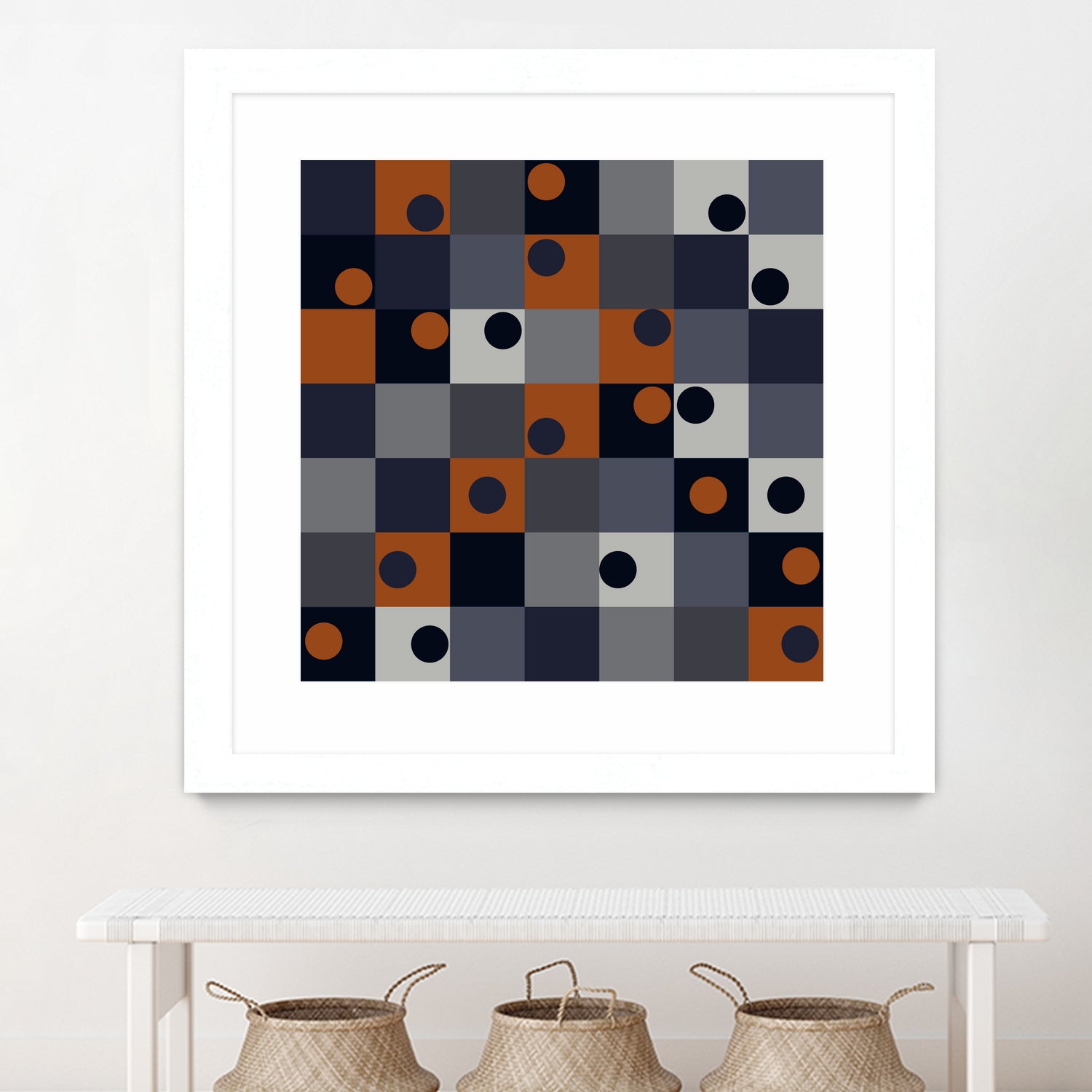 Navy & Rust Squares and Circles by Blerta Karahoda on GIANT ART - blue digital drawing