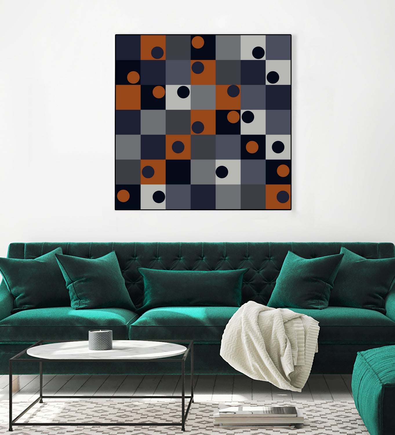 Navy & Rust Squares and Circles by Blerta Karahoda on GIANT ART - blue digital drawing