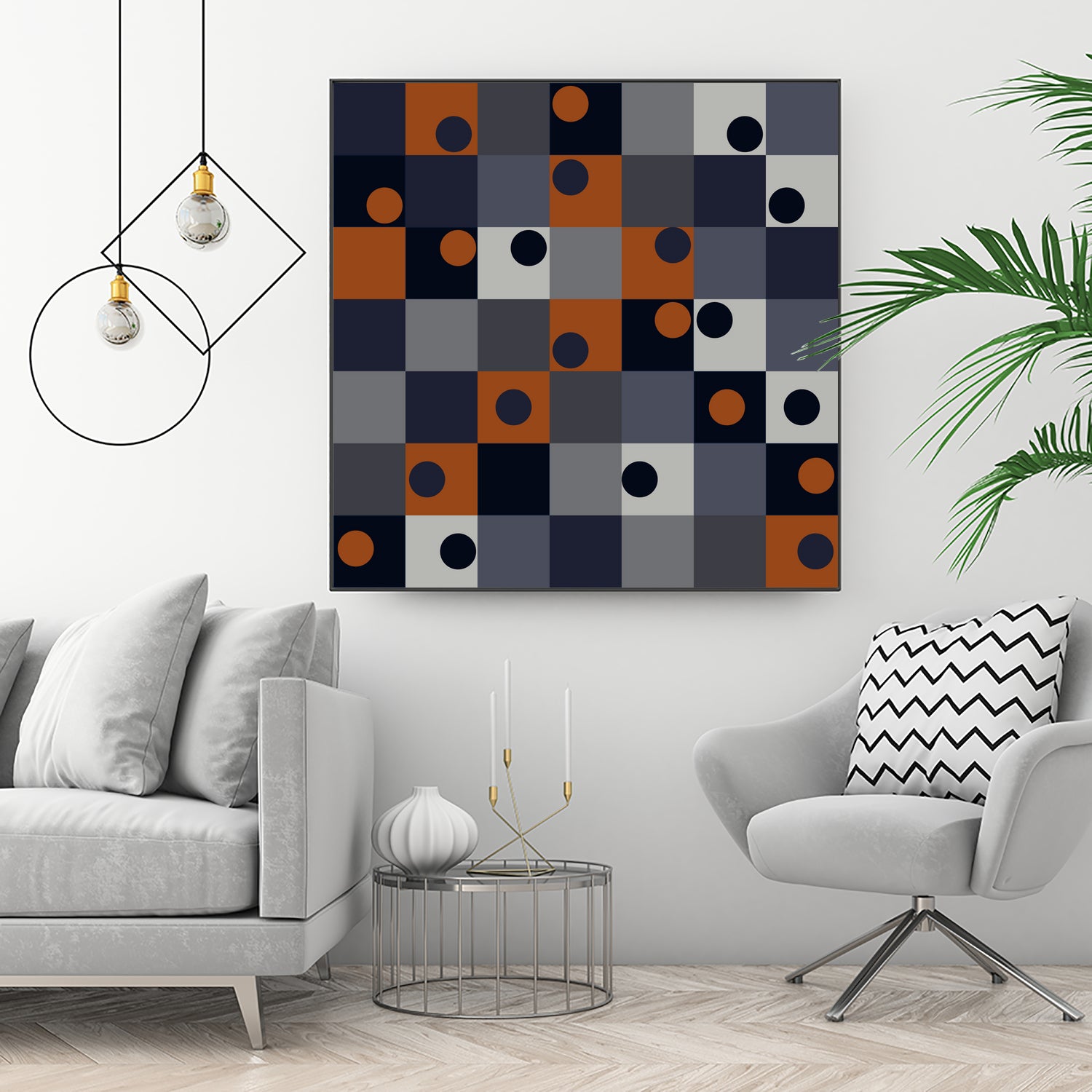 Navy & Rust Squares and Circles by Blerta Karahoda on GIANT ART - blue digital drawing