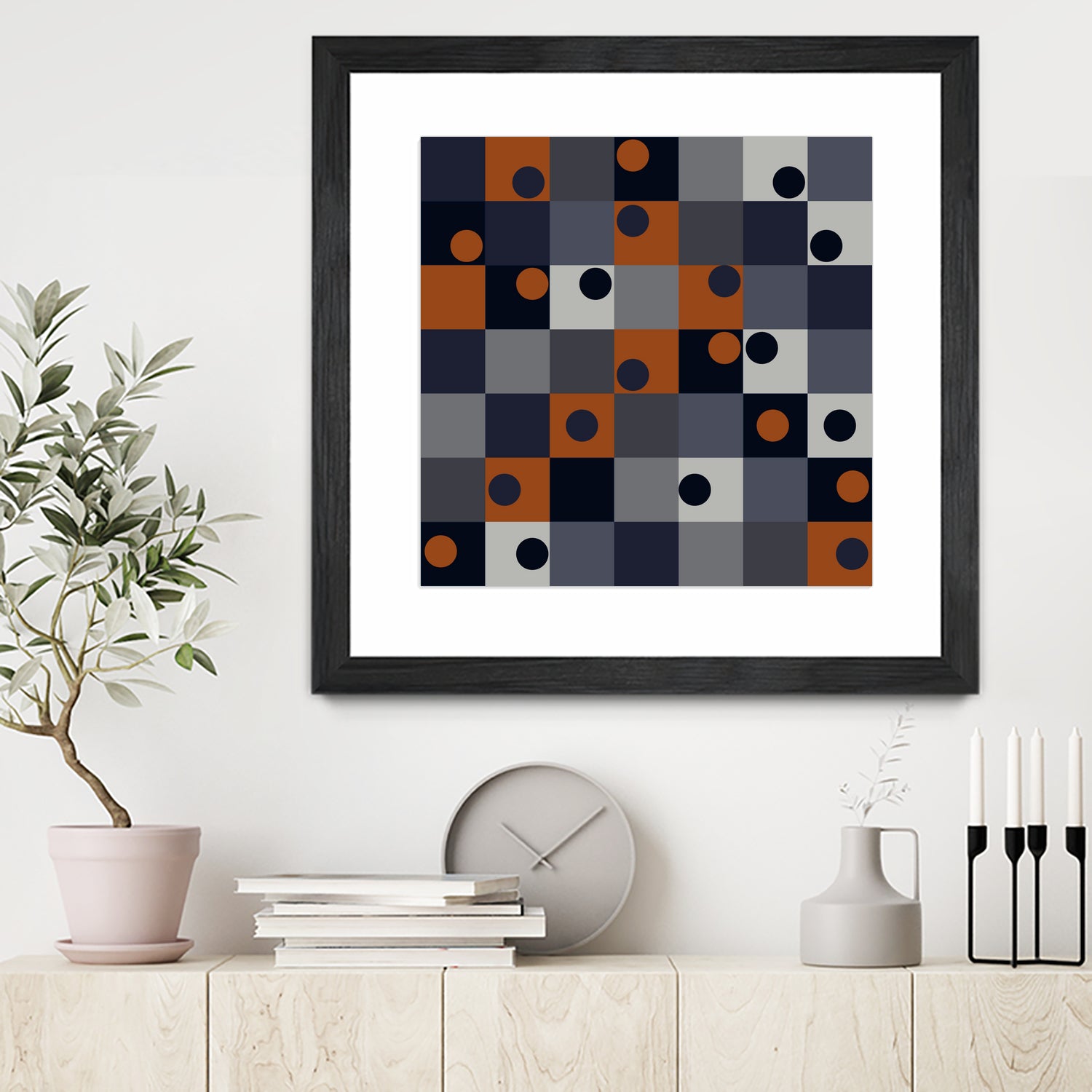 Navy & Rust Squares and Circles by Blerta Karahoda on GIANT ART - blue digital drawing