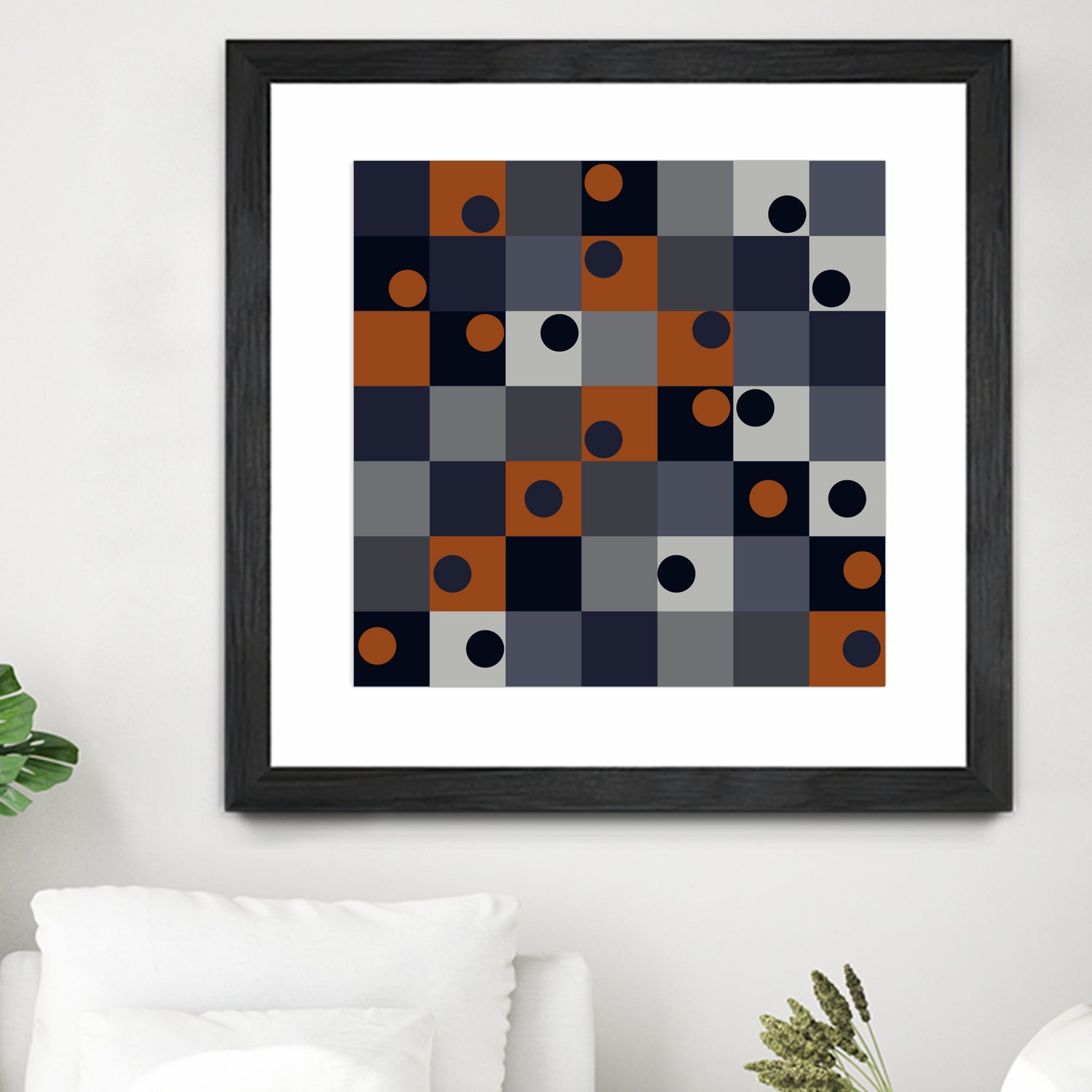 Navy & Rust Squares and Circles by Blerta Karahoda on GIANT ART - blue digital drawing