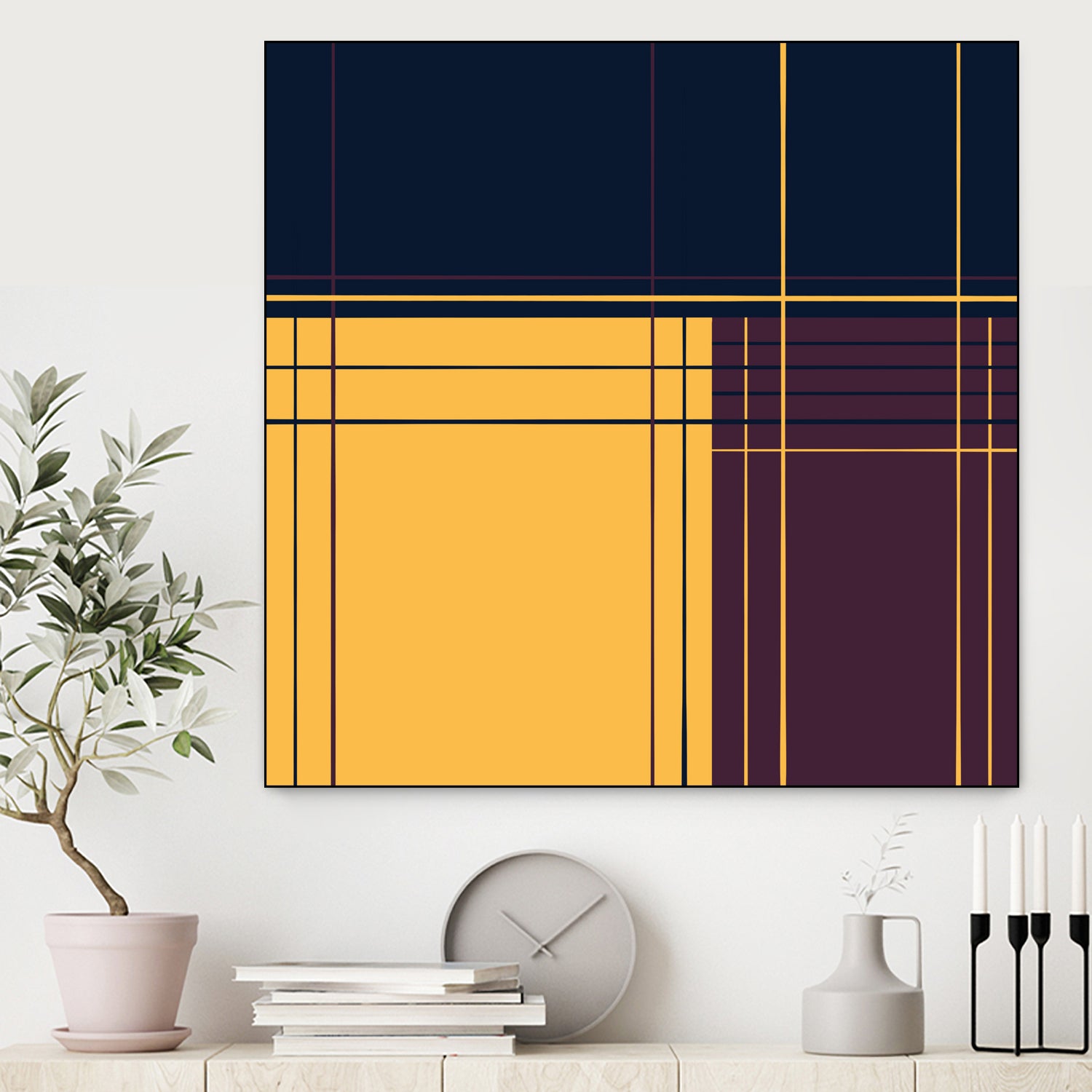 Abstract graphic I Dark blue Purple Yellow by Blerta Karahoda on GIANT ART - yellow digital drawing