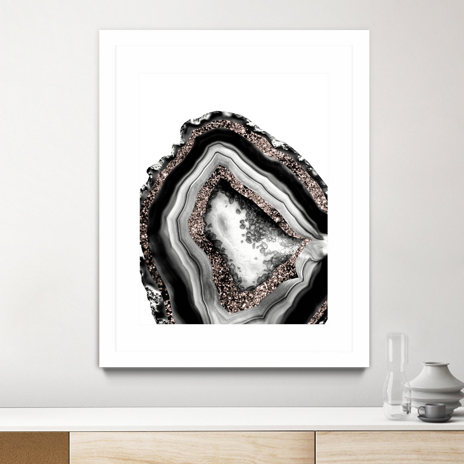 Agate Rose Gold Glitter Glam #4 #gem #decor #art by Anita & Bella Jantz on GIANT ART - gray photo illustration