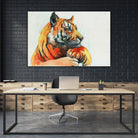 TIGER-THE-HUNTER by VICTOR ABARCA on GIANT ART - green mixed media