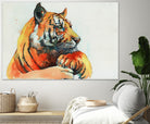 TIGER-THE-HUNTER by VICTOR ABARCA on GIANT ART - green mixed media