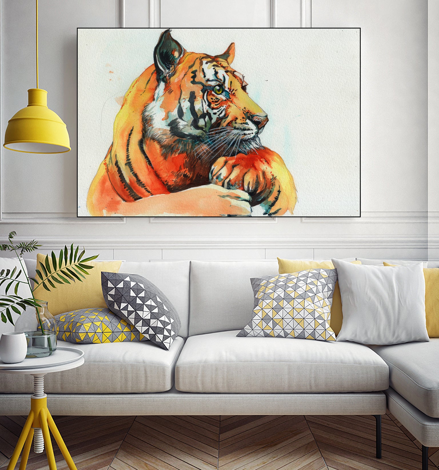 TIGER-THE-HUNTER by VICTOR ABARCA on GIANT ART - green mixed media