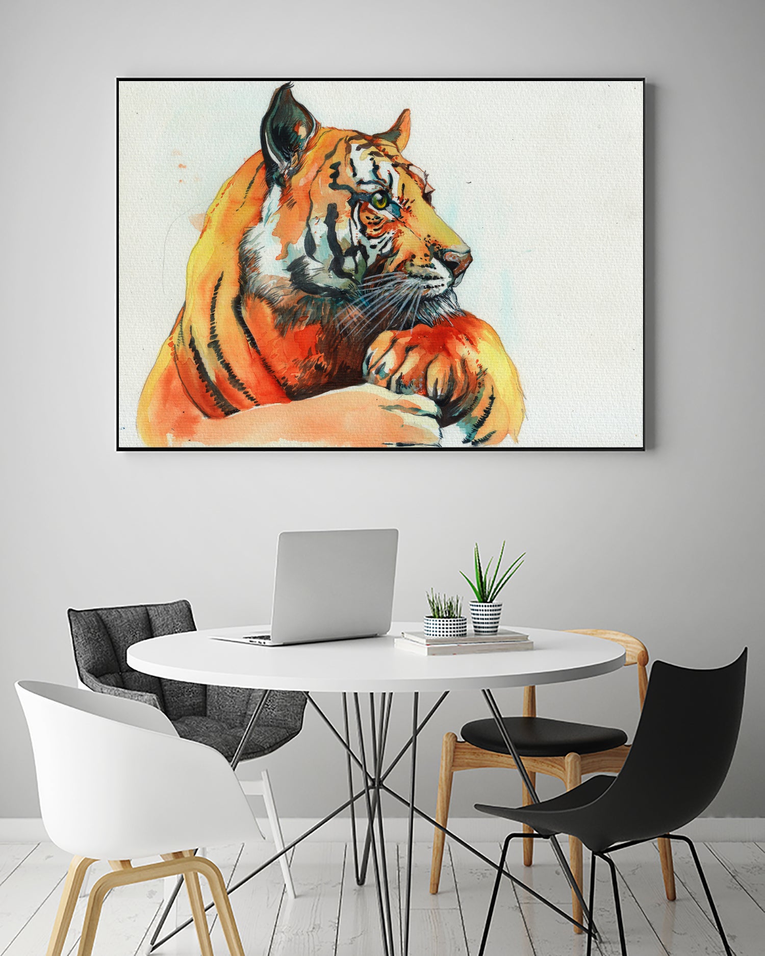 TIGER-THE-HUNTER by VICTOR ABARCA on GIANT ART - green mixed media