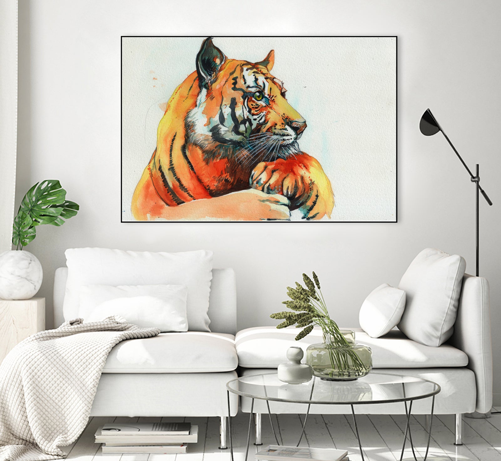 TIGER-THE-HUNTER by VICTOR ABARCA on GIANT ART - green mixed media