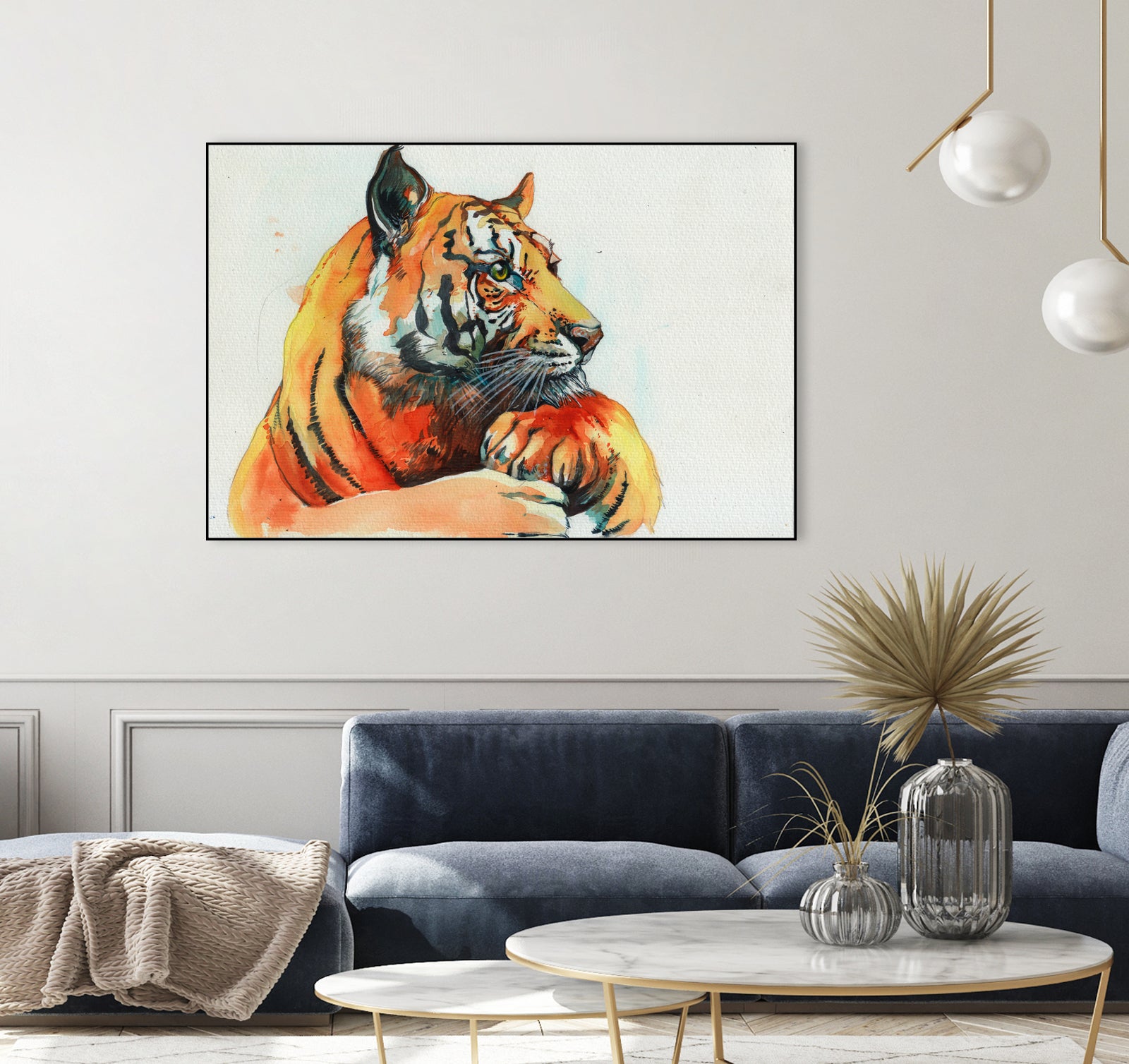 TIGER-THE-HUNTER by VICTOR ABARCA on GIANT ART - green mixed media