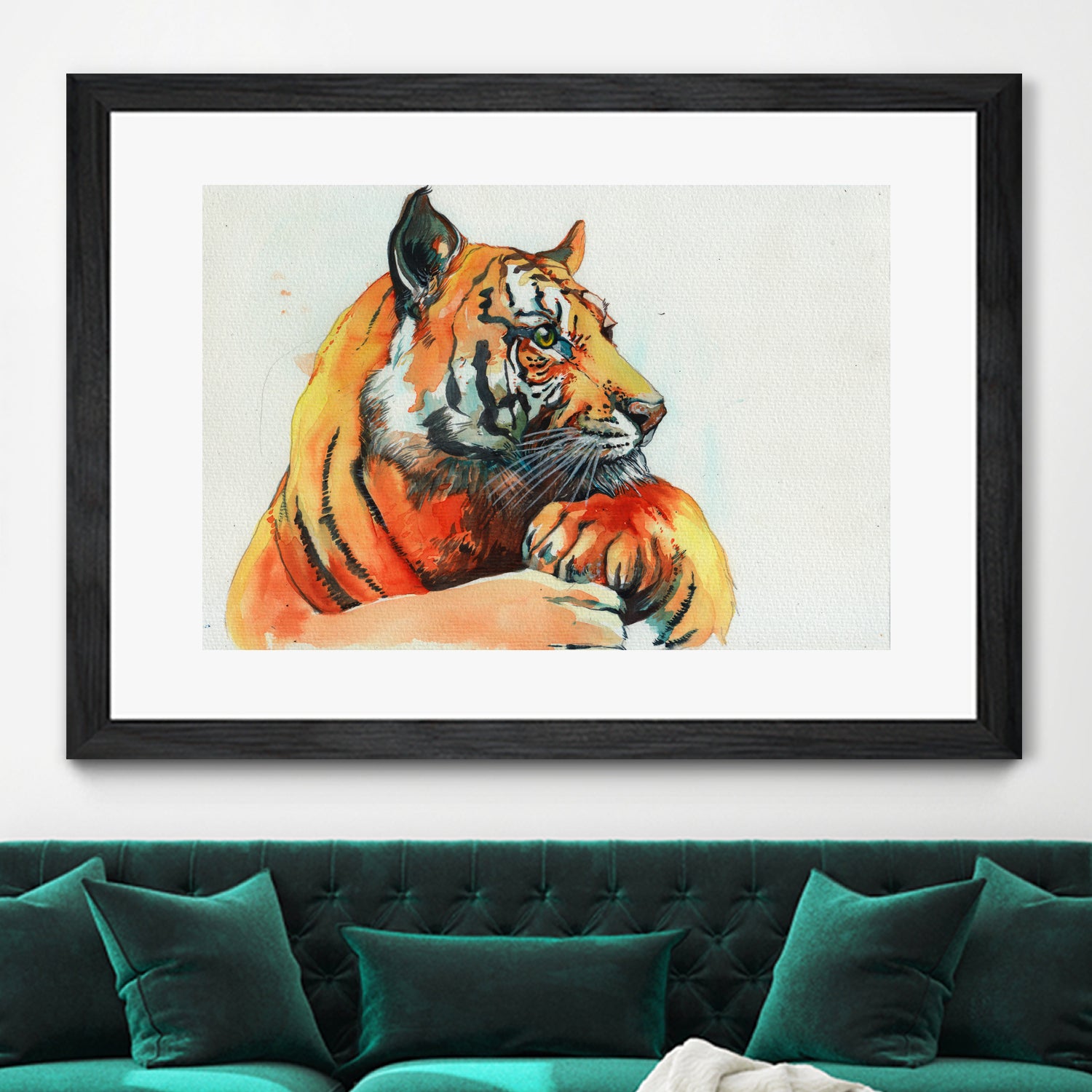 TIGER-THE-HUNTER by VICTOR ABARCA on GIANT ART - green mixed media