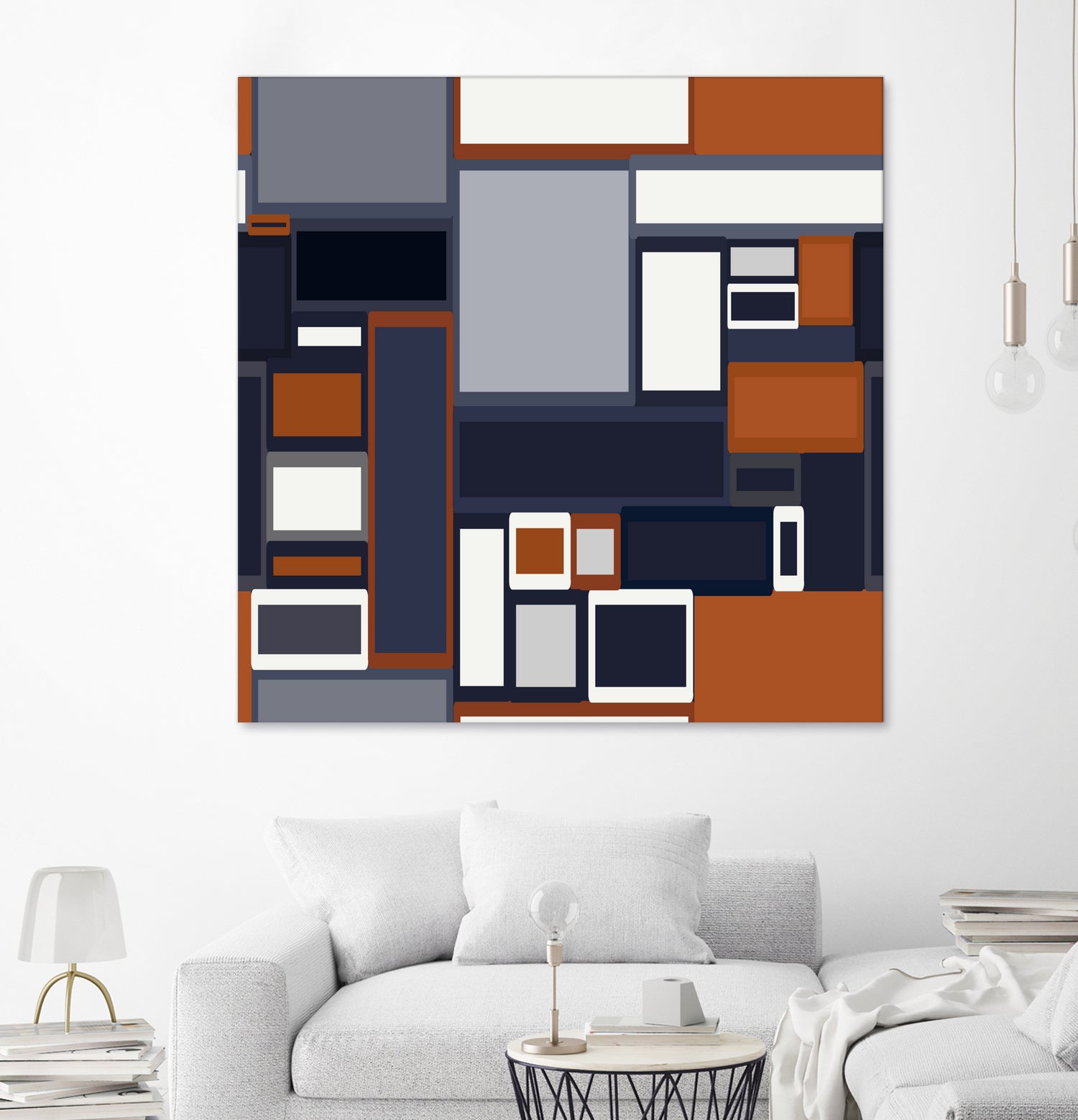 Navy & Rust Mid Century by Blerta Karahoda on GIANT ART - blue digital drawing