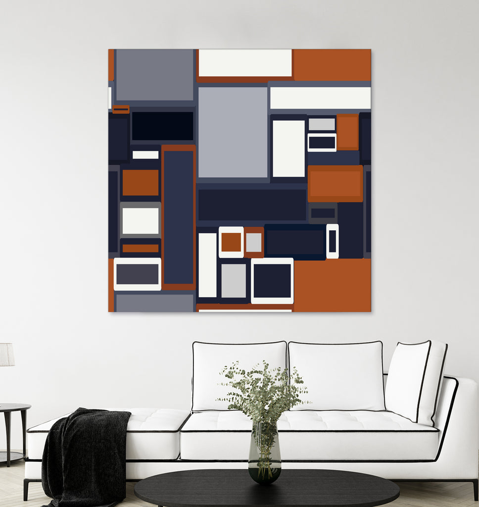 Navy & Rust Mid Century by Blerta Karahoda on GIANT ART - blue digital drawing