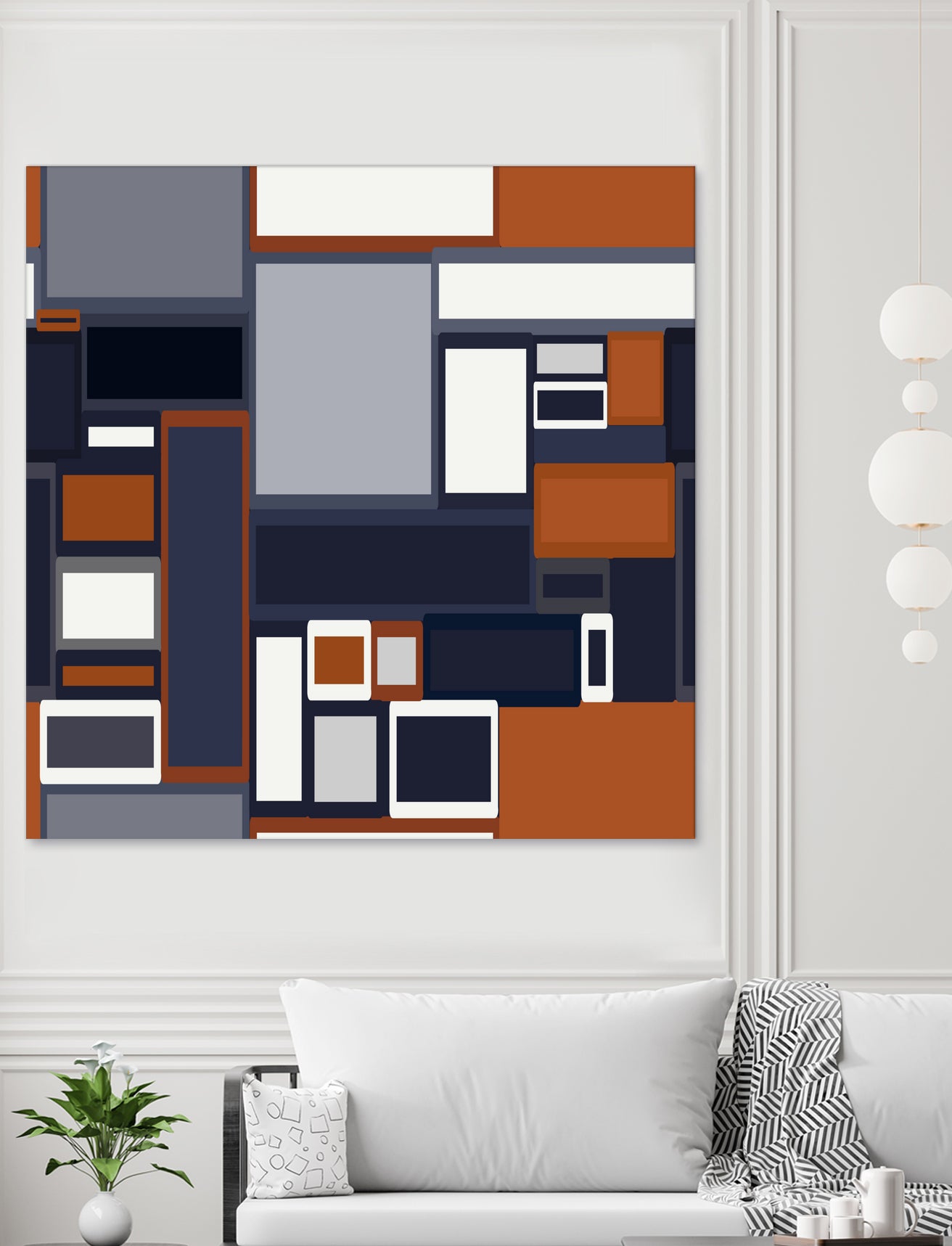 Navy & Rust Mid Century by Blerta Karahoda on GIANT ART - blue digital drawing