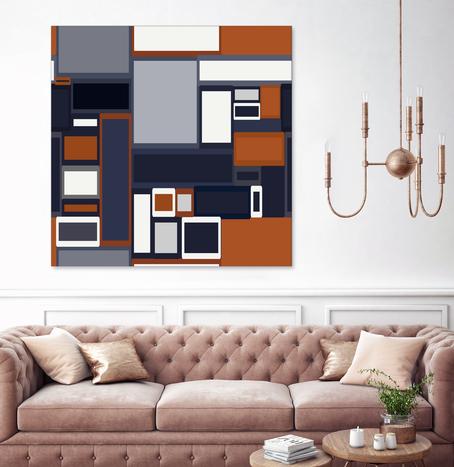 Navy & Rust Mid Century by Blerta Karahoda on GIANT ART - blue digital drawing