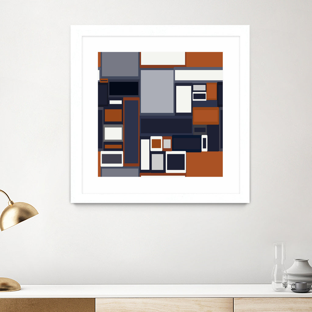 Navy & Rust Mid Century by Blerta Karahoda on GIANT ART - blue digital drawing