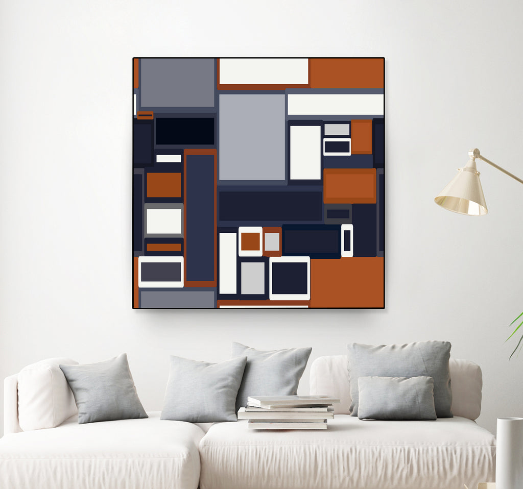 Navy & Rust Mid Century by Blerta Karahoda on GIANT ART - blue digital drawing