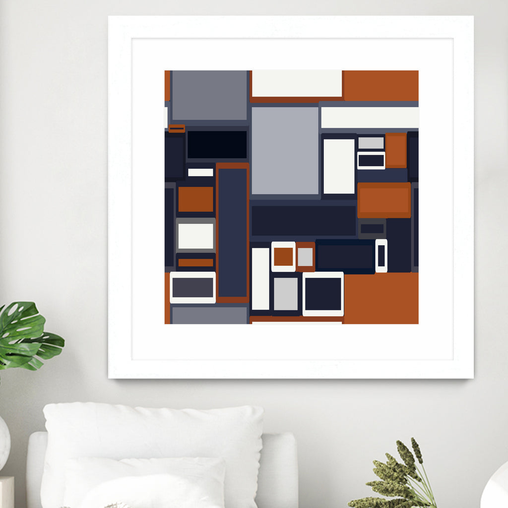 Navy & Rust Mid Century by Blerta Karahoda on GIANT ART - blue digital drawing