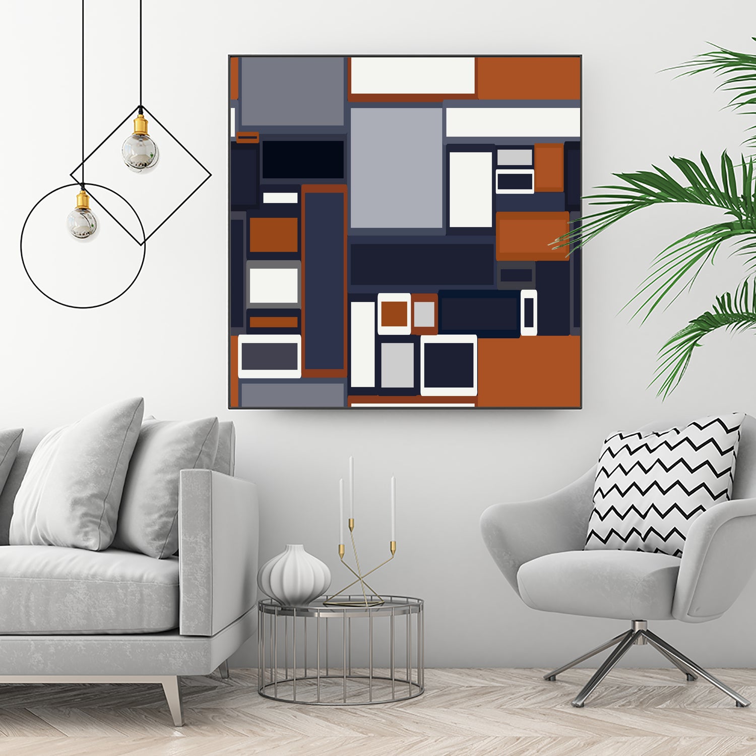 Navy & Rust Mid Century by Blerta Karahoda on GIANT ART - blue digital drawing