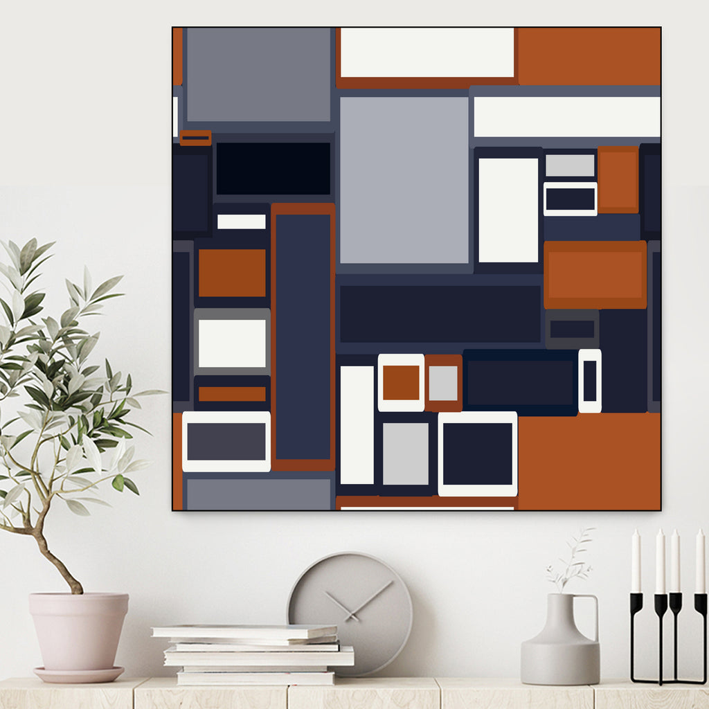 Navy & Rust Mid Century by Blerta Karahoda on GIANT ART - blue digital drawing