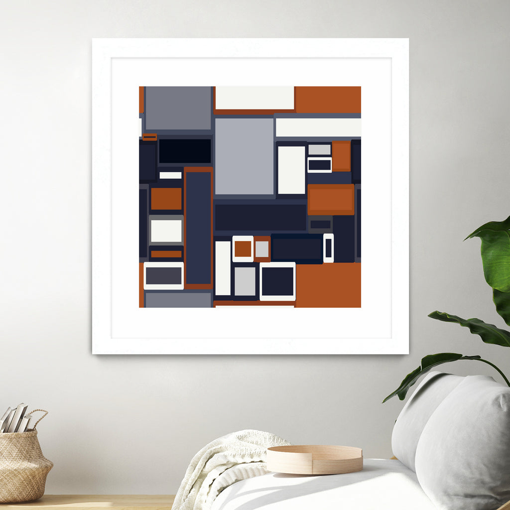 Navy & Rust Mid Century by Blerta Karahoda on GIANT ART - blue digital drawing