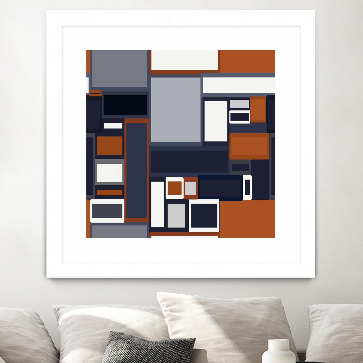 Navy & Rust Mid Century by Blerta Karahoda on GIANT ART - blue digital drawing