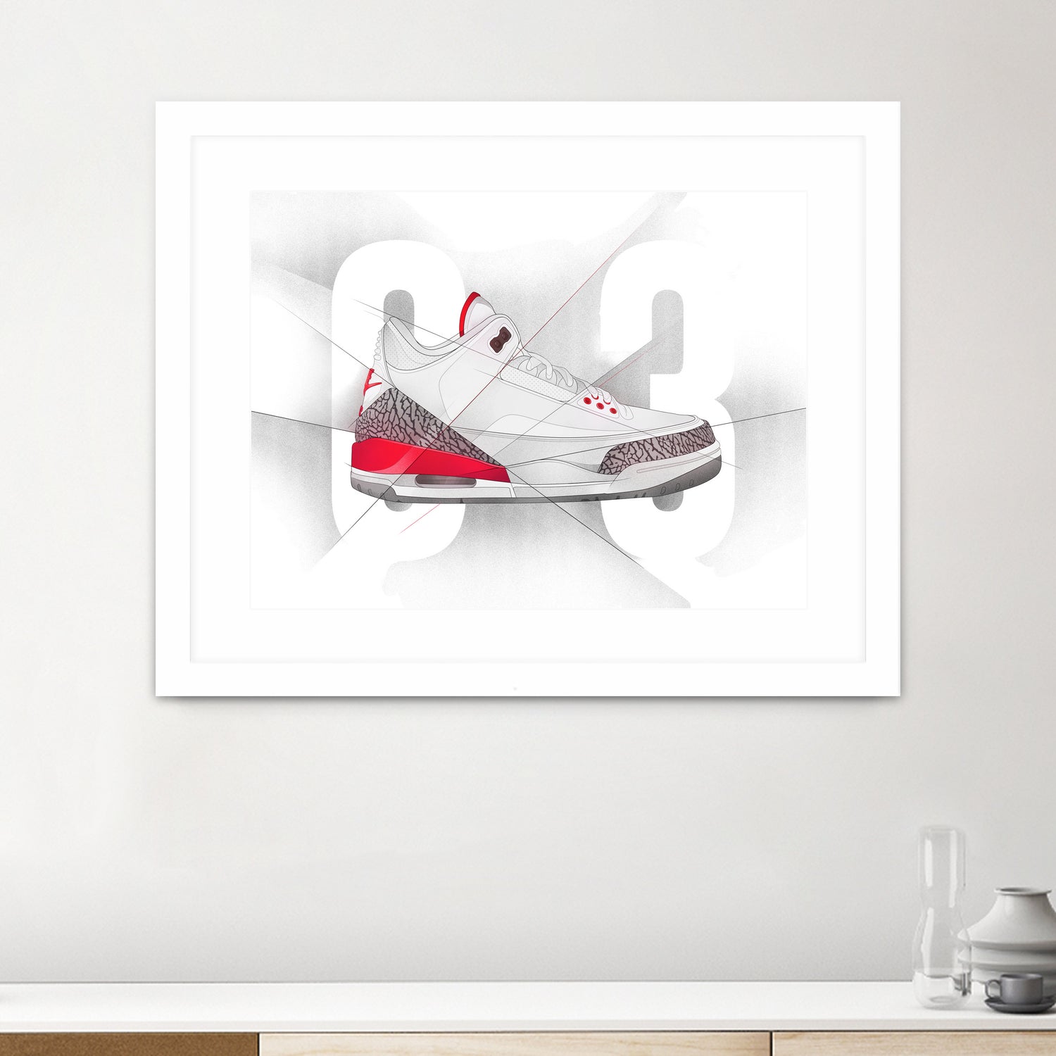 Air Jordan 03s by Francesco Scura on GIANT ART - red digital painting