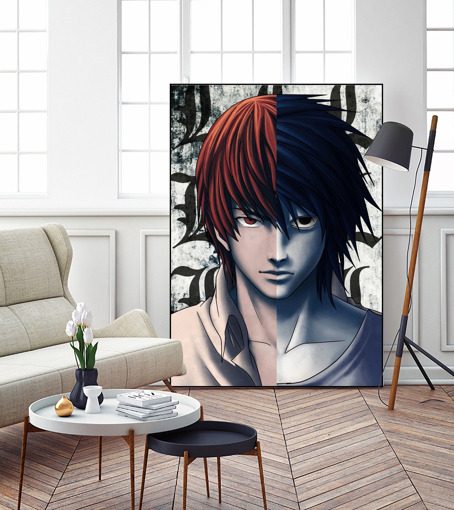 DEATHNOTE L and light by MCAshe 24 on GIANT ART - gray digital painting