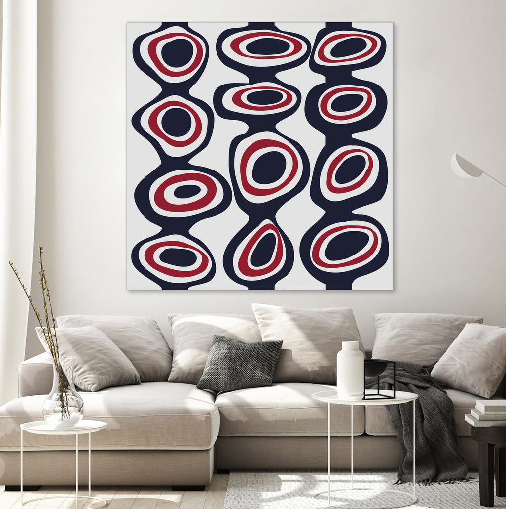 Cells - Navy Red by Blerta Karahoda on GIANT ART - blue digital painting