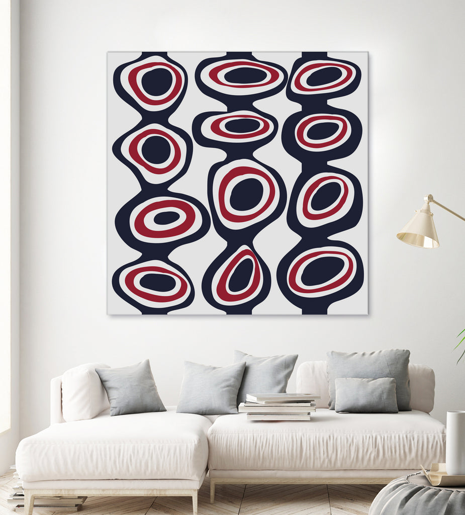 Cells - Navy Red by Blerta Karahoda on GIANT ART - blue digital painting