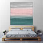 Touching Teal Blush Gray Watercolor Abstract #1 #painting by Anita & Bella Jantz on GIANT ART - green digital painting