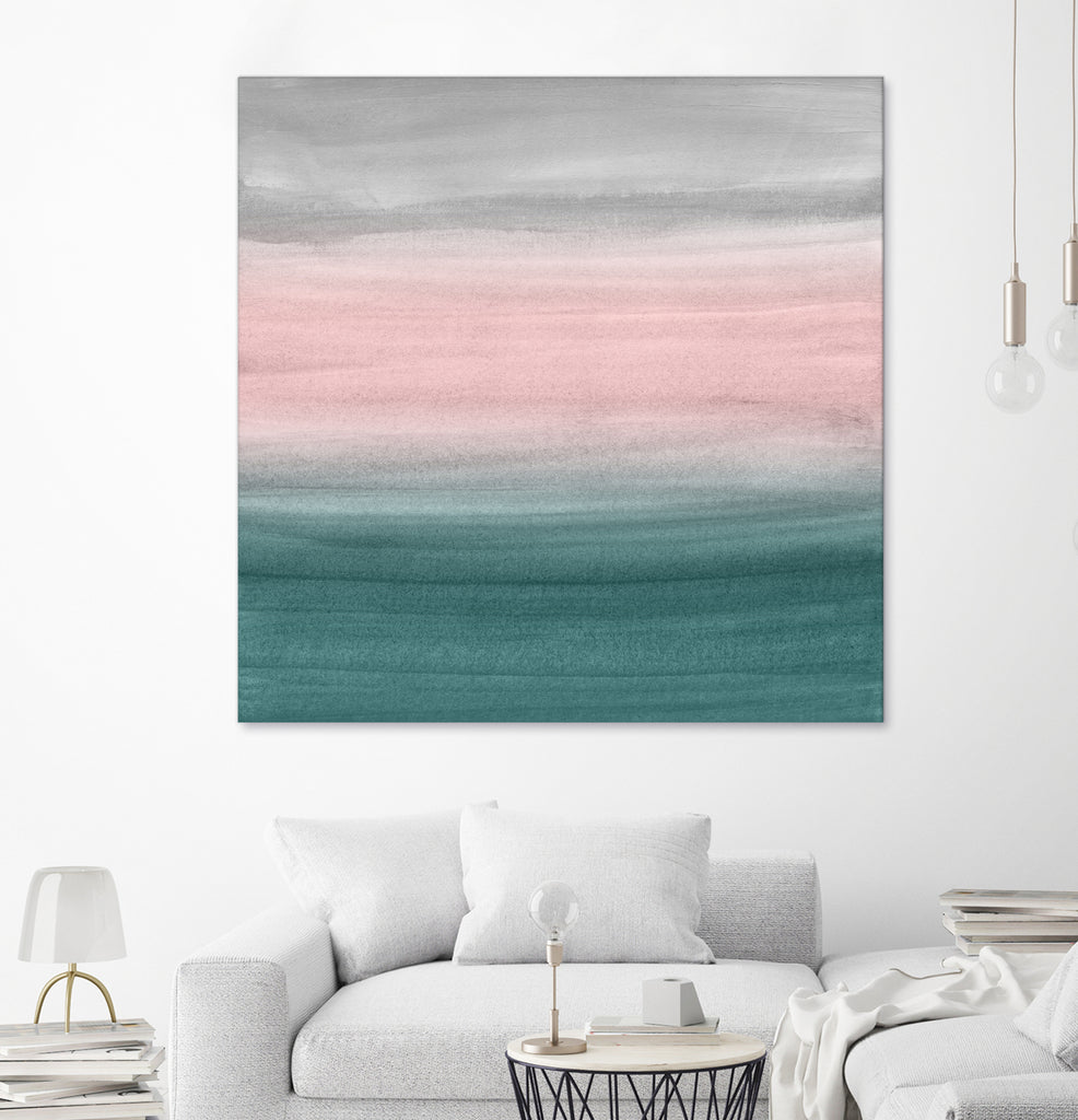 Touching Teal Blush Gray Watercolor Abstract #1 #painting by Anita & Bella Jantz on GIANT ART - green digital painting