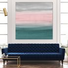 Touching Teal Blush Gray Watercolor Abstract #1 #painting by Anita & Bella Jantz on GIANT ART - green digital painting