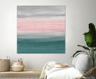 Touching Teal Blush Gray Watercolor Abstract #1 #painting by Anita & Bella Jantz on GIANT ART - green digital painting