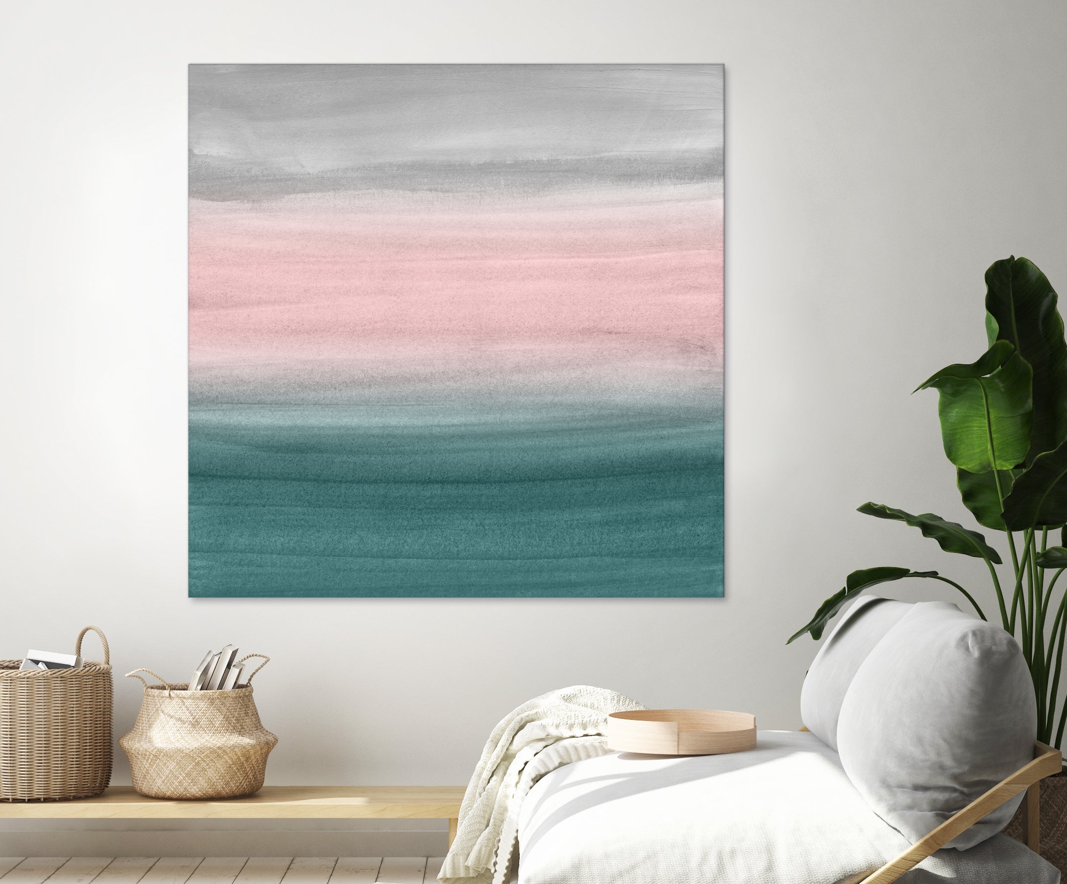 Touching Teal Blush Gray Watercolor Abstract #1 #painting by Anita & Bella Jantz on GIANT ART - green digital painting