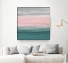 Touching Teal Blush Gray Watercolor Abstract #1 #painting by Anita & Bella Jantz on GIANT ART - green digital painting