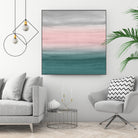 Touching Teal Blush Gray Watercolor Abstract #1 #painting by Anita & Bella Jantz on GIANT ART - green digital painting