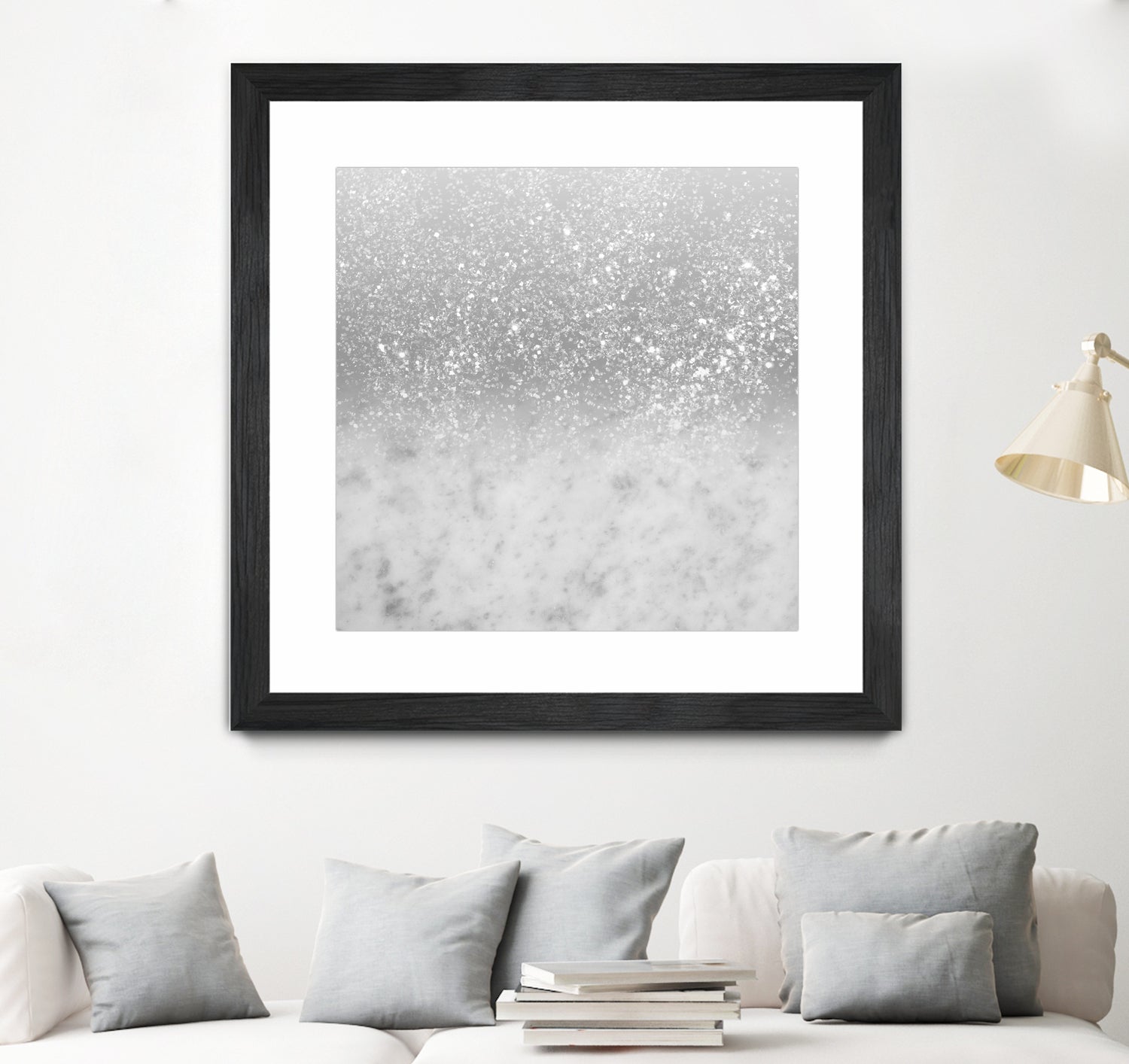 White Marble Silver Ombre Glitter Glam #1 #shiny #gem #decor by Anita & Bella Jantz on GIANT ART - gray photo illustration