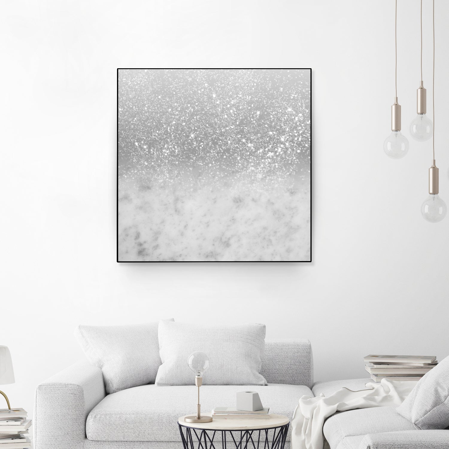 White Marble Silver Ombre Glitter Glam #1 #shiny #gem #decor by Anita & Bella Jantz on GIANT ART - gray photo illustration