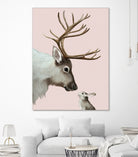 reindeer and rabbit by Laura Graves on GIANT ART - pink digital painting