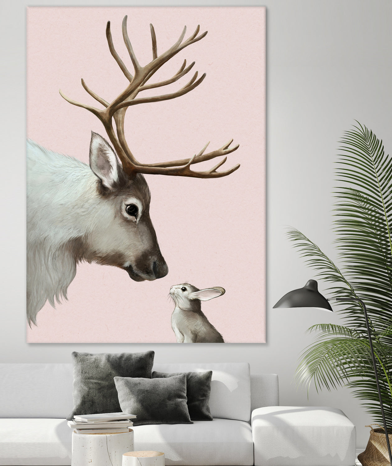 reindeer and rabbit by Laura Graves on GIANT ART - pink digital painting